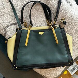 Coach Dreamer Bag – Colorblock Leather – Forest, Cream, Black